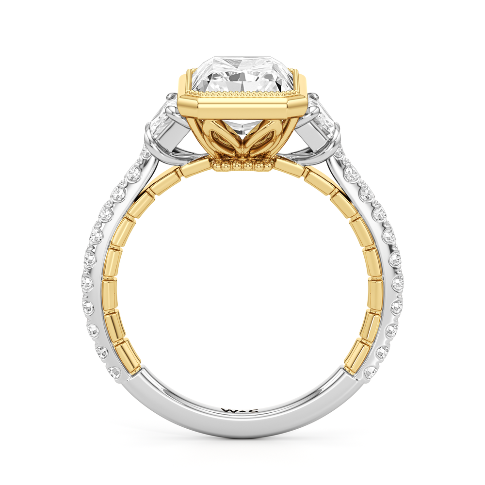Radiant Cut The Rosette Ring with Lab Grown Diamond in 14KT White & Yellow Gold view 5
