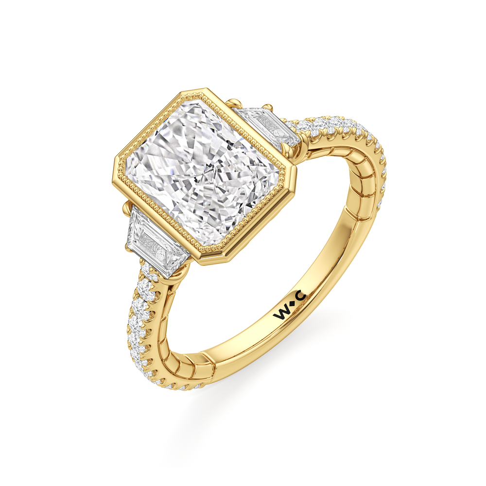 Radiant Cut The Rosette Ring with Lab Grown Diamond in 14KT Yellow Gold view 6
