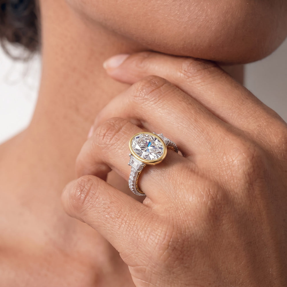 Radiant Cut The Rosette Ring with Lab Grown Diamond in 14KT Yellow Gold view 4
