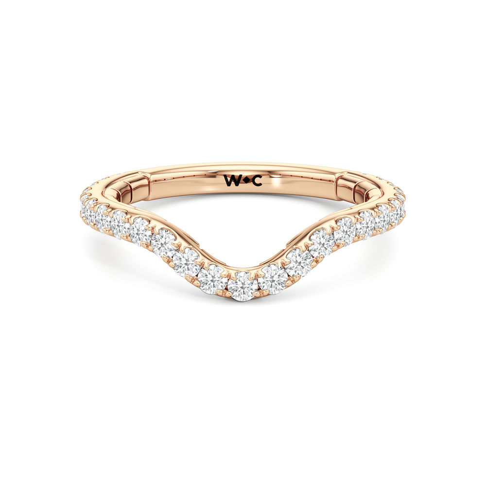 The Mercer Half Moon Three Stone Diamond Wedding Band with 18KT Rose Gold Cut Diamond in 14KT Rose Gold view 1
