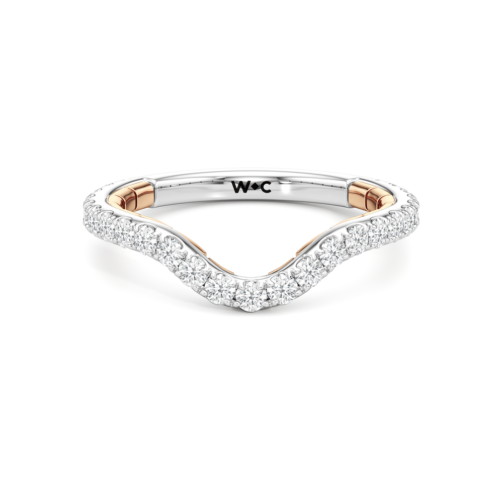 The Mercer Half Moon Three Stone Diamond Wedding Band with 18KT White & Rose Gold Cut Diamond in 14KT White & Rose Gold view 1
