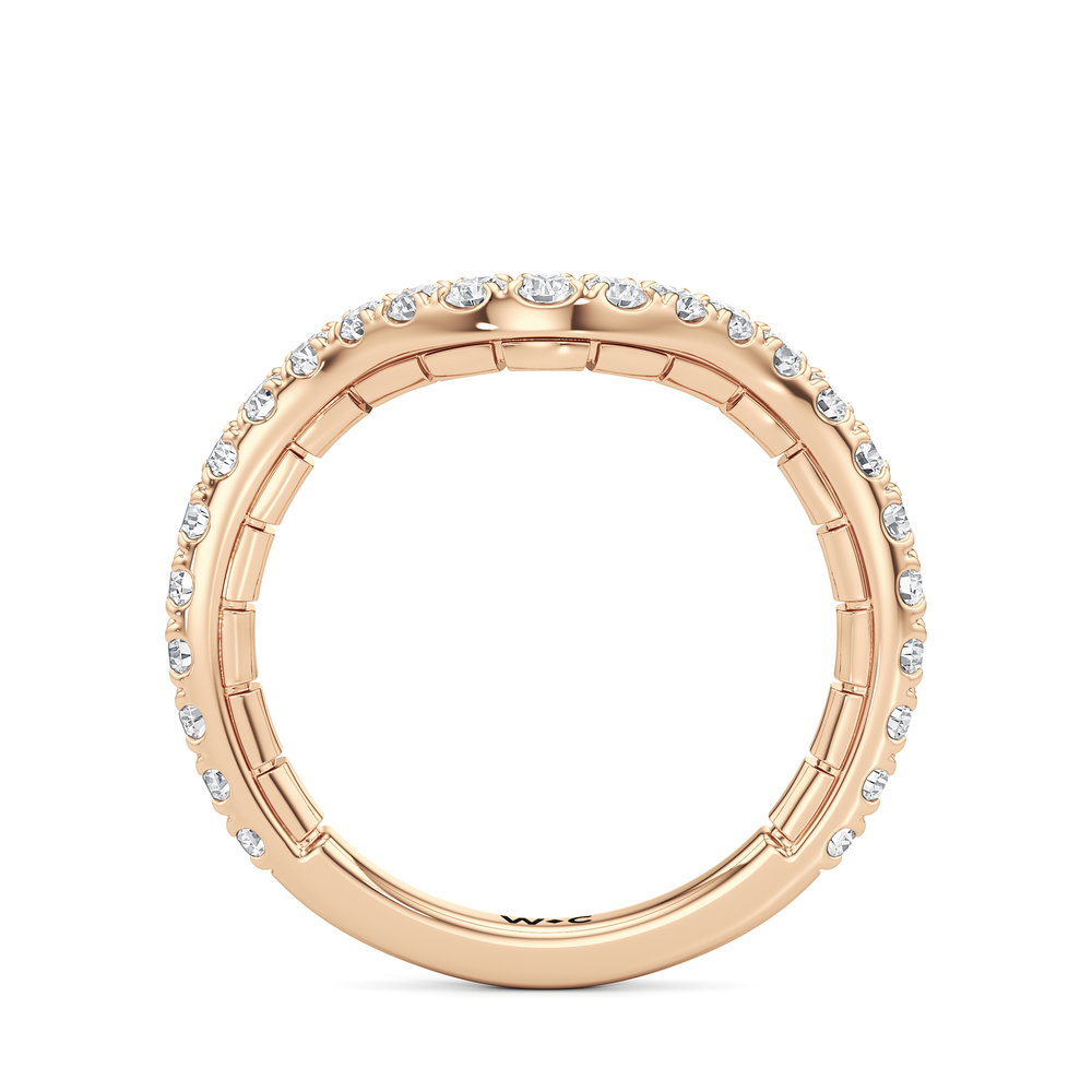 The Mercer Half Moon Three Stone Diamond Wedding Band with 18KT Rose Gold Cut Diamond in 14KT Rose Gold view 4
