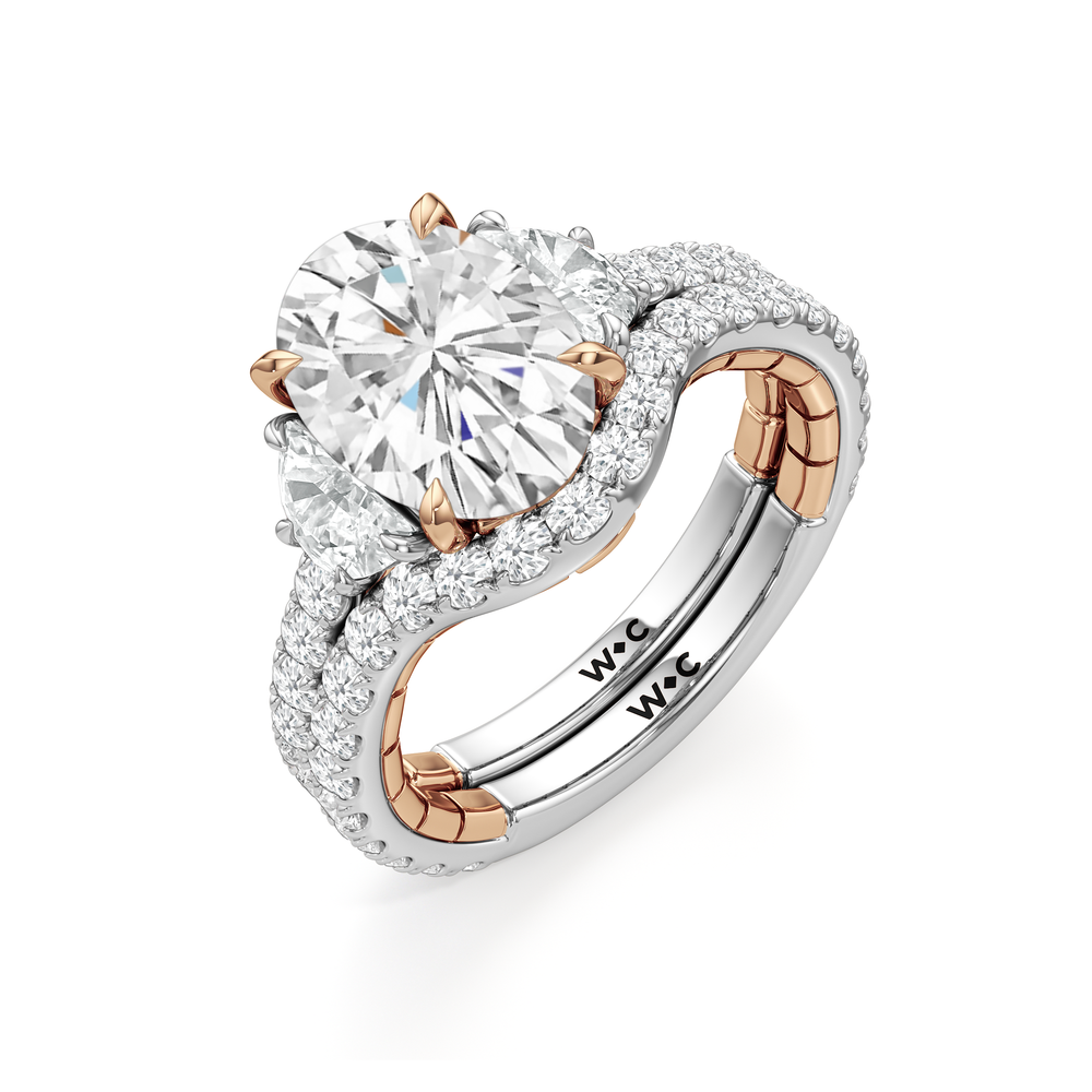 Elongated Cushion Cut The Cobblestone Ring with Lab Grown Diamond in 14KT White & Rose Gold view 7

