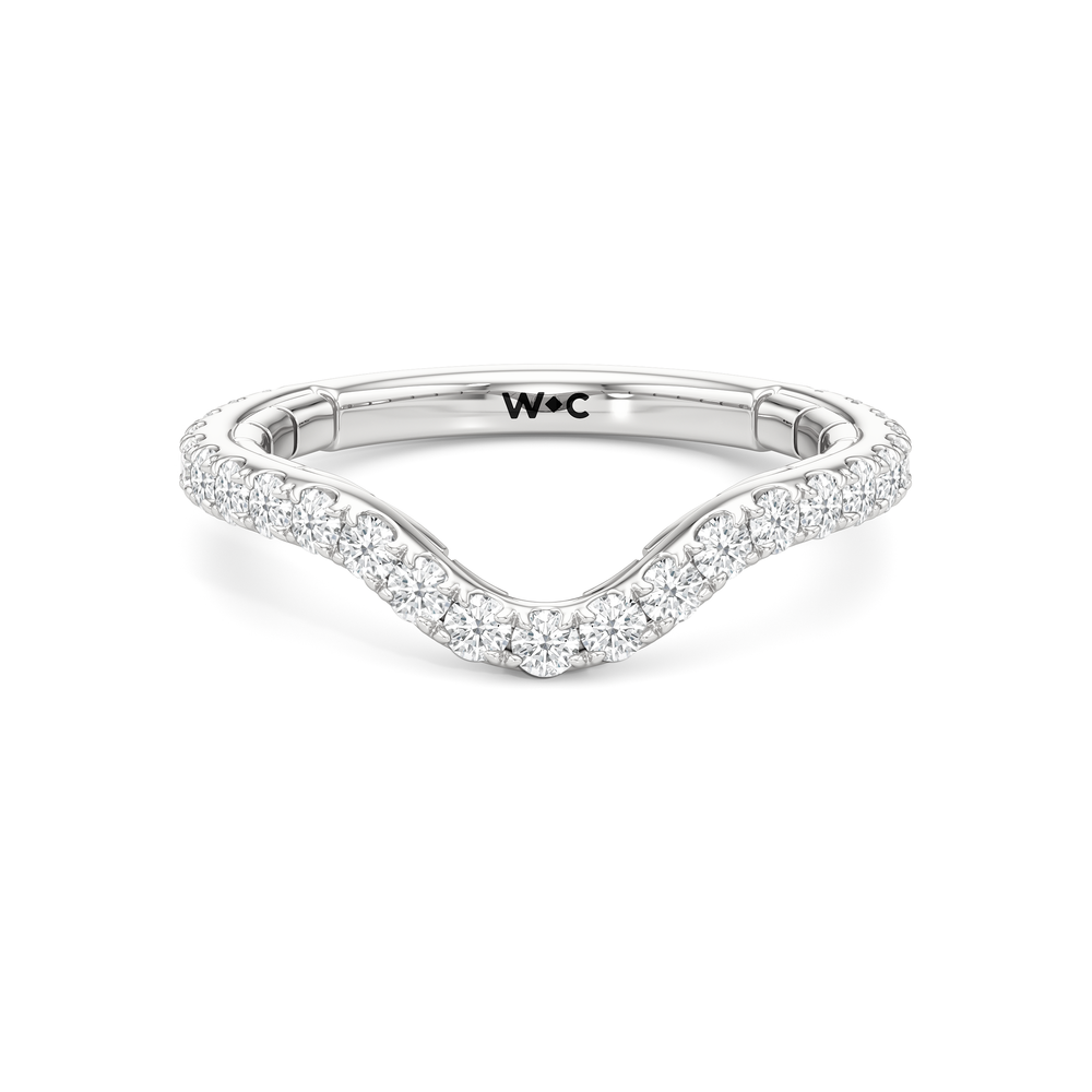 The Mercer Half Moon Three Stone Diamond Wedding Band with Platinum Cut Diamond in 14KT Platinum view 1
