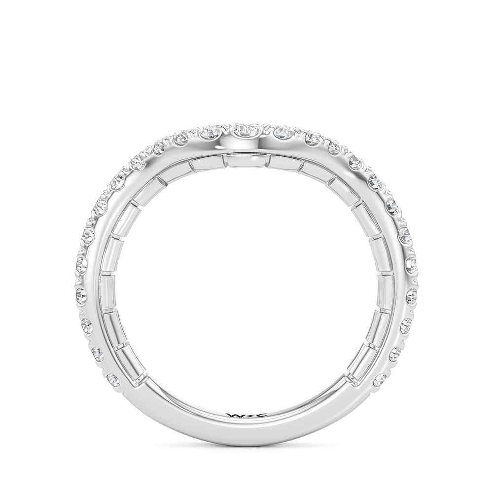 The Mercer Half Moon Three Stone Diamond Wedding Band with Platinum Cut Diamond in 14KT Platinum view 4
