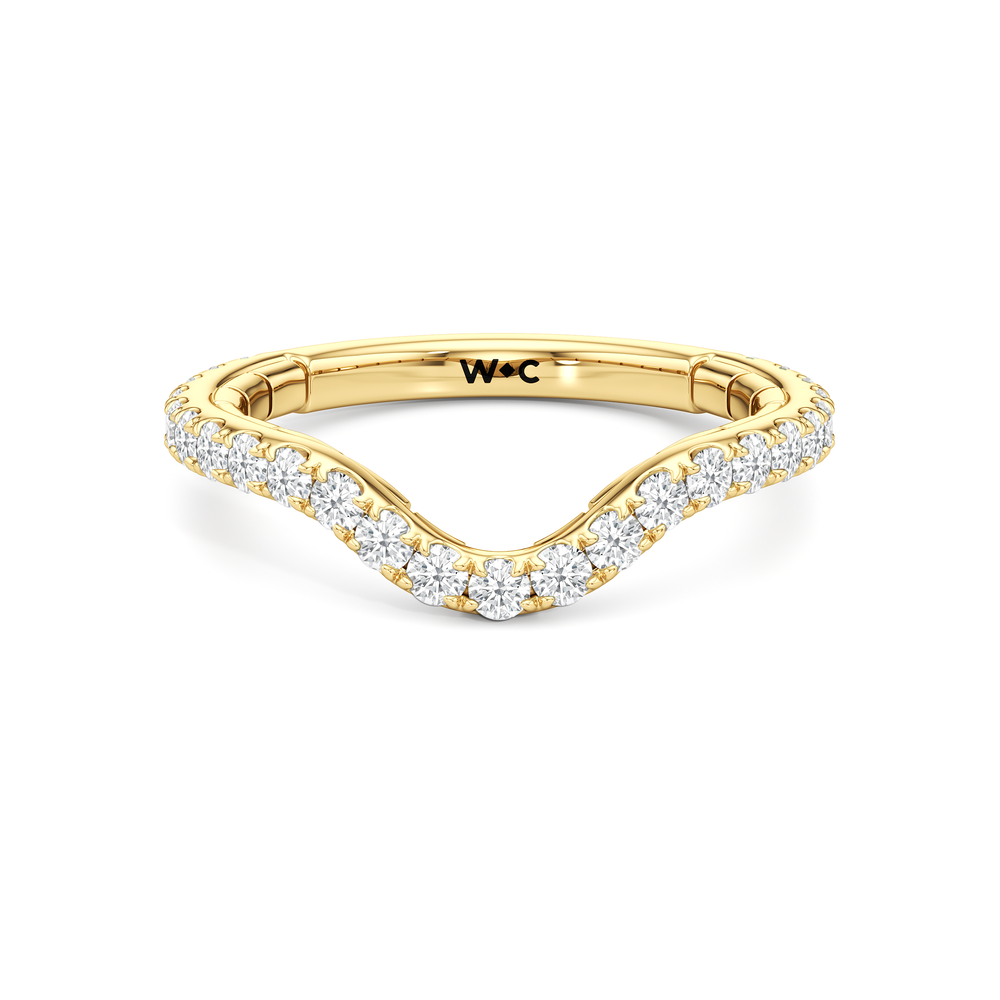 The Mercer Half Moon Three Stone Diamond Wedding Band with 18KT Yellow Gold Cut Diamond in 14KT Yellow Gold view 1
