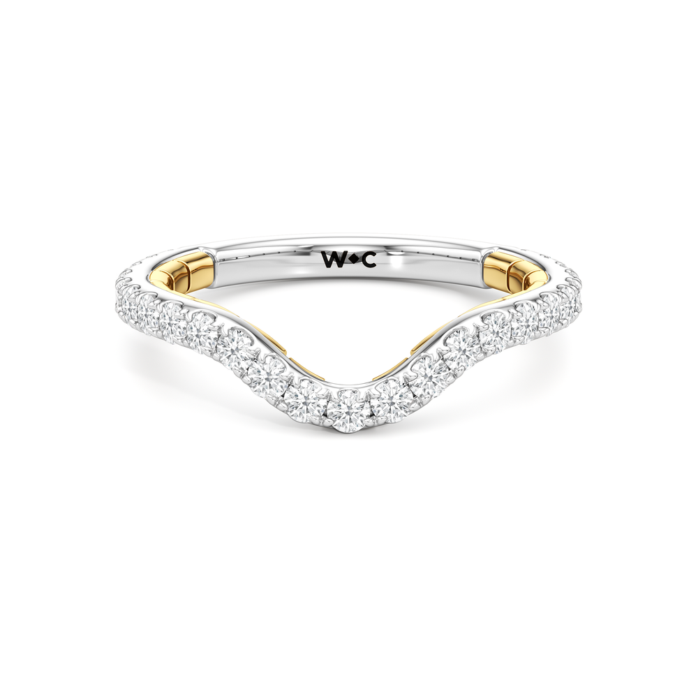 The Mercer Half Moon Three Stone Diamond Wedding Band with 18KT White & Yellow Gold Cut Diamond in 14KT White & Yellow Gold view 1
