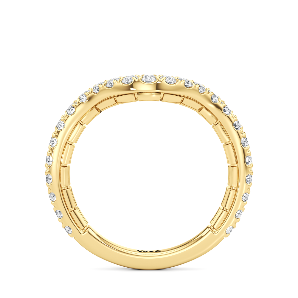 The Mercer Half Moon Three Stone Diamond Wedding Band with 18KT Yellow Gold Cut Diamond in 14KT Yellow Gold view 4
