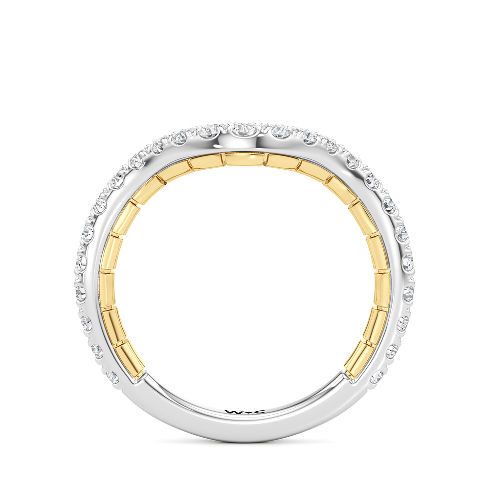 The Mercer Half Moon Three Stone Diamond Wedding Band with 18KT White & Yellow Gold Cut Diamond in 14KT White & Yellow Gold view 4
