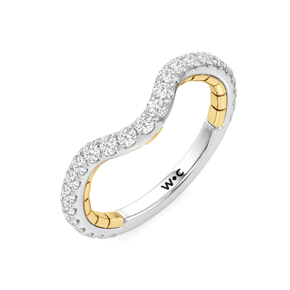 The Mercer Half Moon Three Stone Diamond Wedding Band with 18KT White & Yellow Gold Cut Diamond in 14KT White & Yellow Gold view 5
