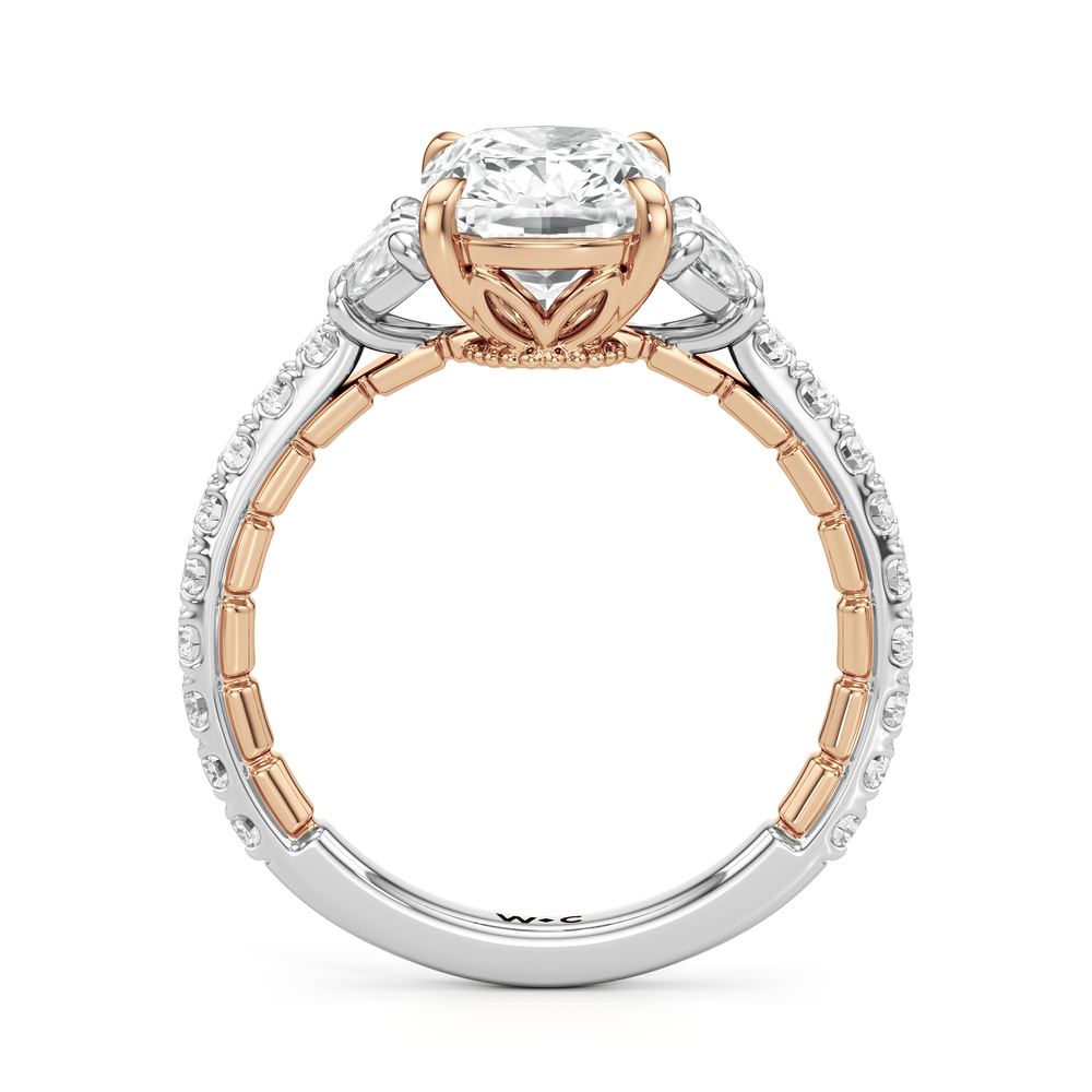Elongated Cushion Cut The Cobblestone Ring with Lab Grown Diamond in 14KT White & Rose Gold view 5
