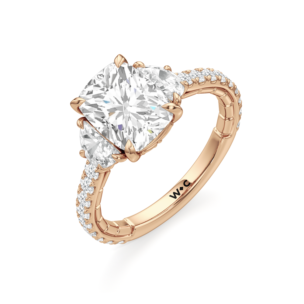 Elongated Cushion Cut The Cobblestone Ring with Lab Grown Diamond in 14KT Rose Gold view 6
