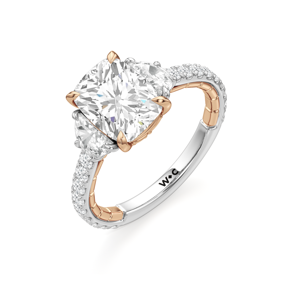 Elongated Cushion Cut The Cobblestone Ring with Lab Grown Diamond in 14KT White & Rose Gold view 6
