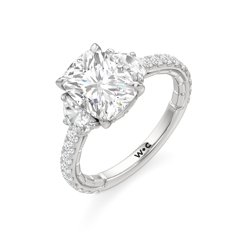 Elongated Cushion Cut The Cobblestone Ring with Lab Grown Diamond in 14KT Platinum view 6

