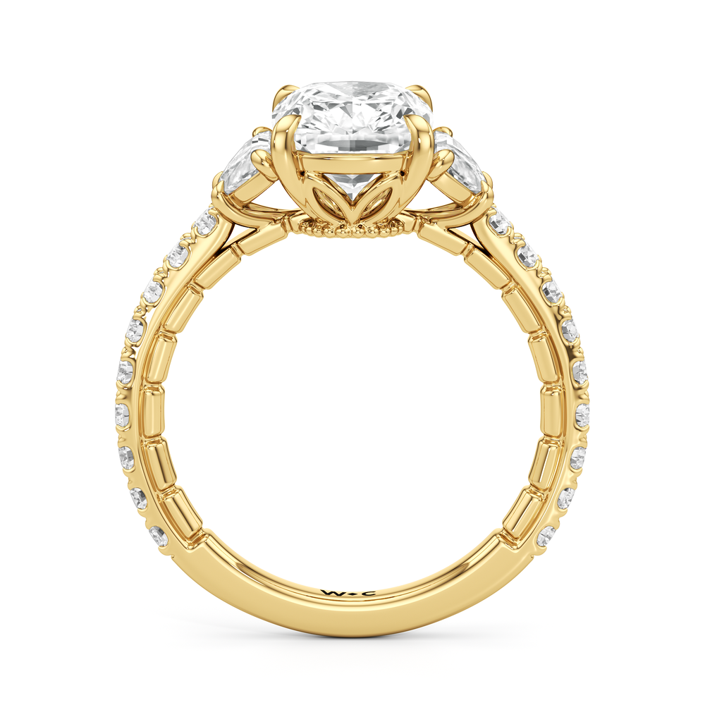 Elongated Cushion Cut The Cobblestone Ring with Lab Grown Diamond in 14KT Yellow Gold view 5
