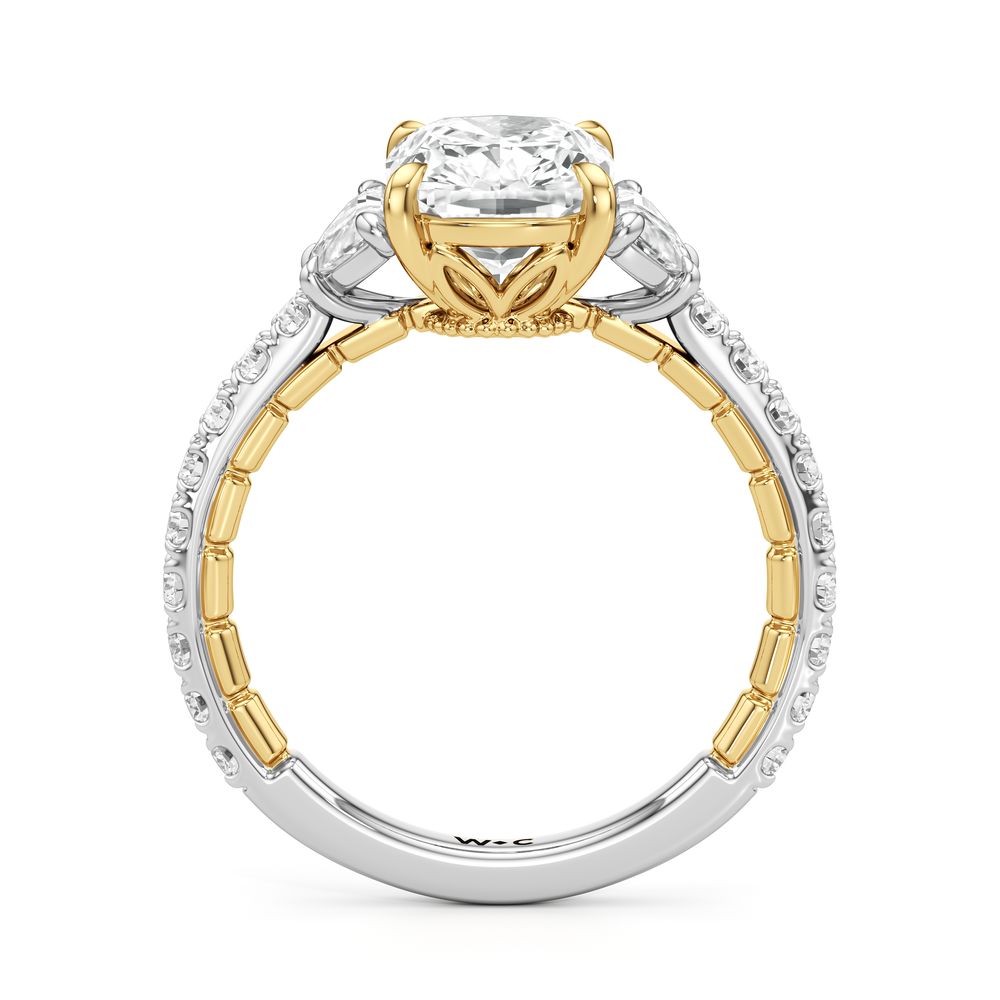 Elongated Cushion Cut The Cobblestone Ring with Lab Grown Diamond in 14KT White & Yellow Gold view 5

