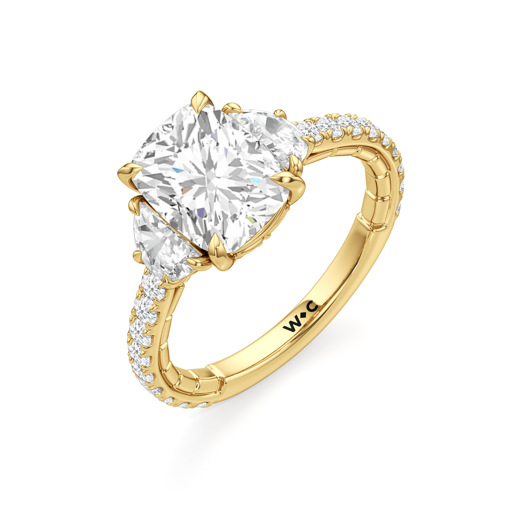 Elongated Cushion Cut The Cobblestone Ring with Lab Grown Diamond in 14KT Yellow Gold view 6
