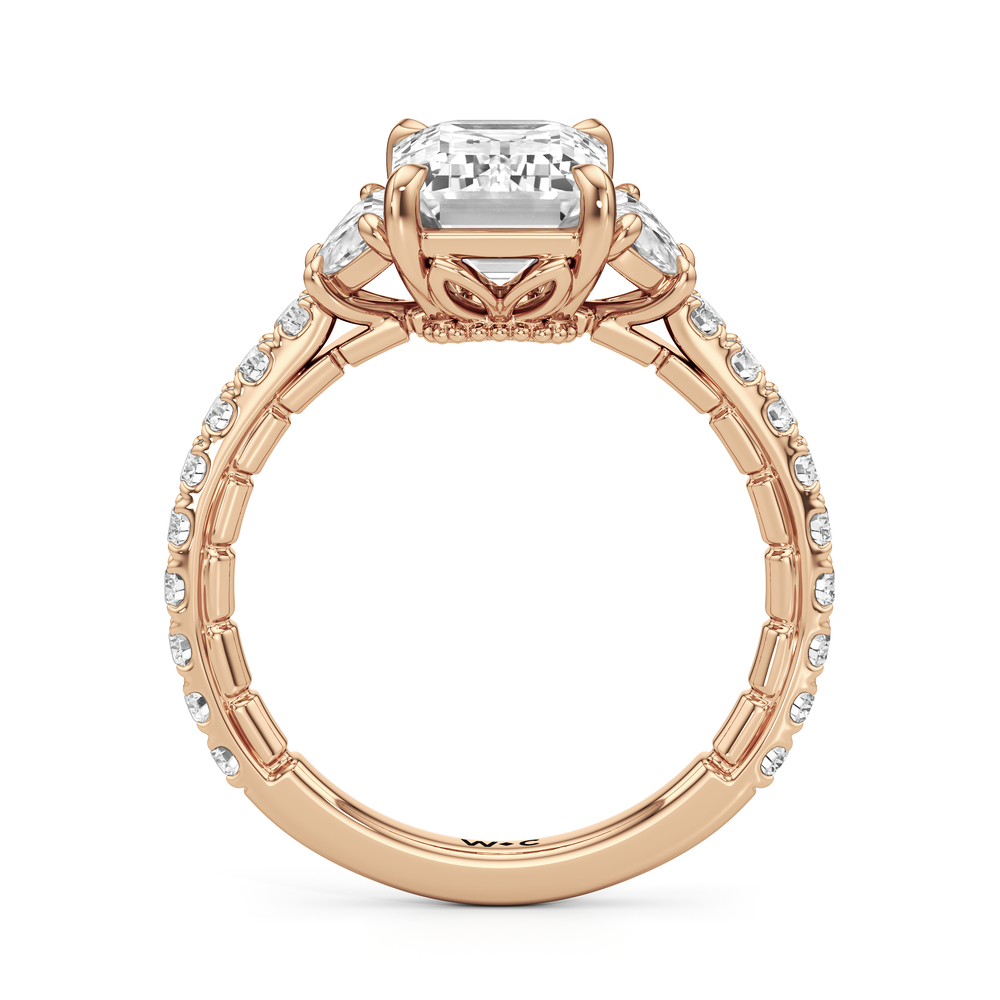 Emerald Cut The Cobblestone Ring with Lab Grown Diamond in 14KT Rose Gold view 5
