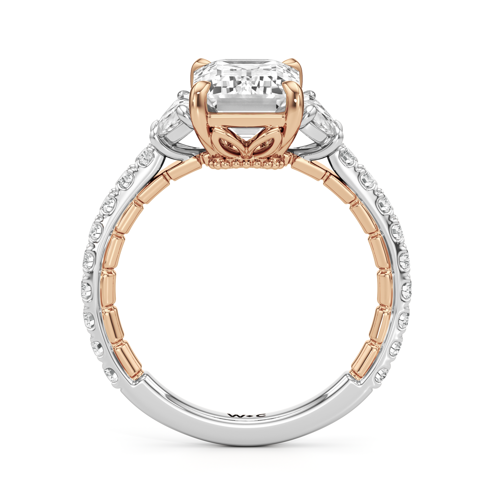 Emerald Cut The Cobblestone Ring with Lab Grown Diamond in 14KT White & Rose Gold view 5
