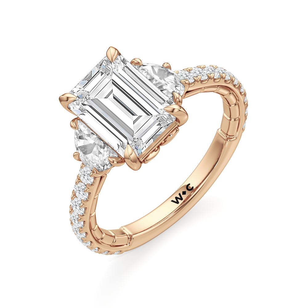 Emerald Cut The Cobblestone Ring with Lab Grown Diamond in 14KT Rose Gold view 6
