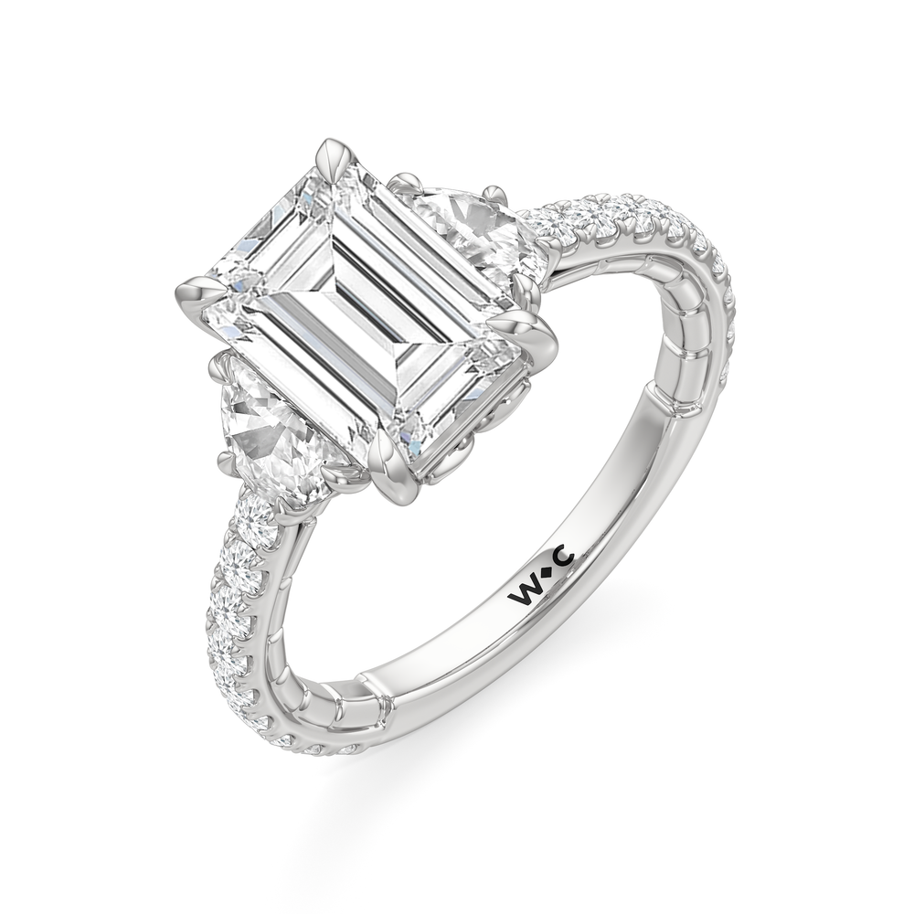 Emerald Cut The Cobblestone Ring with Lab Grown Diamond in 14KT Platinum view 6
