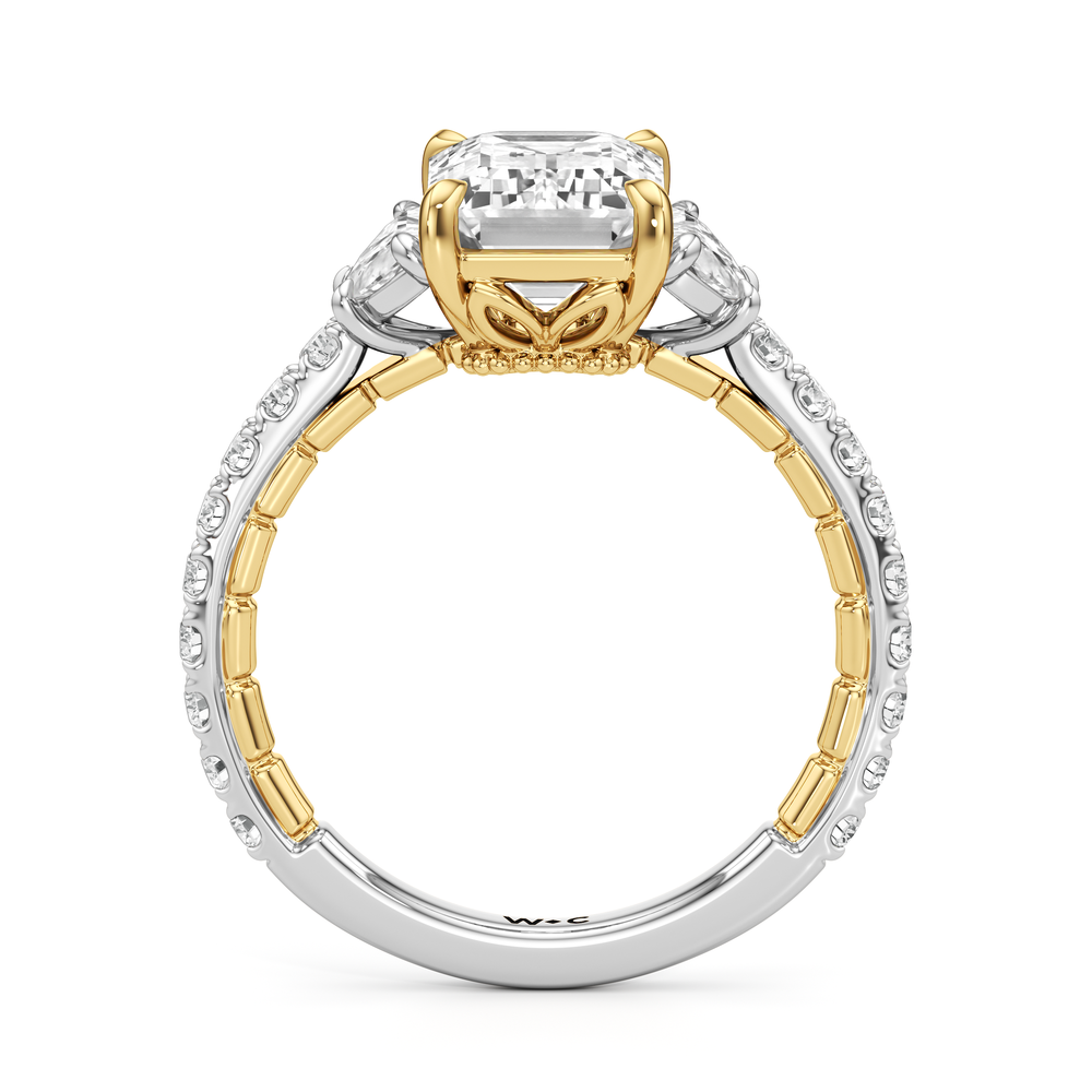 Emerald Cut The Cobblestone Ring with Lab Grown Diamond in 14KT White & Yellow Gold view 5
