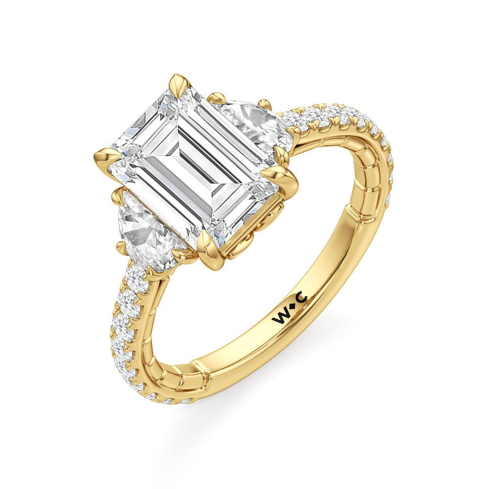 Emerald Cut The Cobblestone Ring with Lab Grown Diamond in 14KT Yellow Gold view 6
