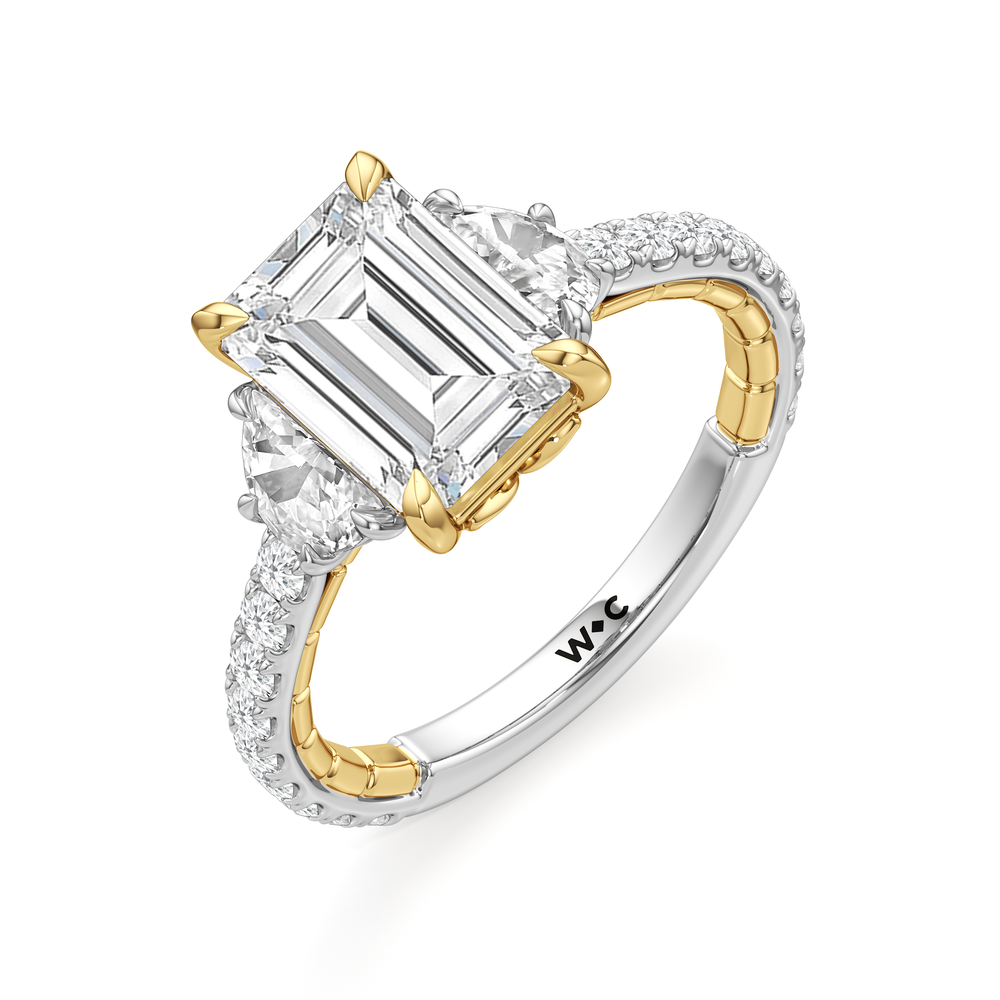 Emerald Cut The Cobblestone Ring with Lab Grown Diamond in 14KT White & Yellow Gold view 6
