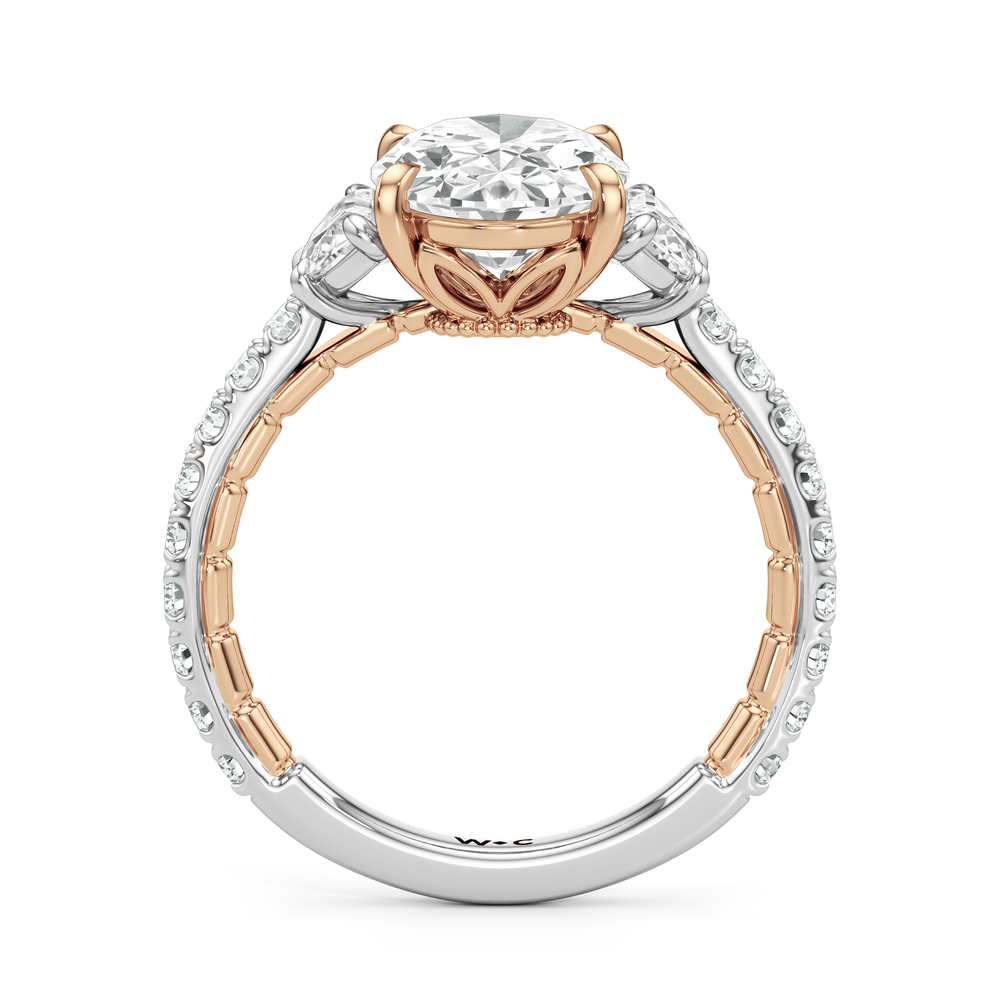 Oval Cut The Cobblestone Ring with Lab Grown Diamond in 14KT White & Rose Gold view 5
