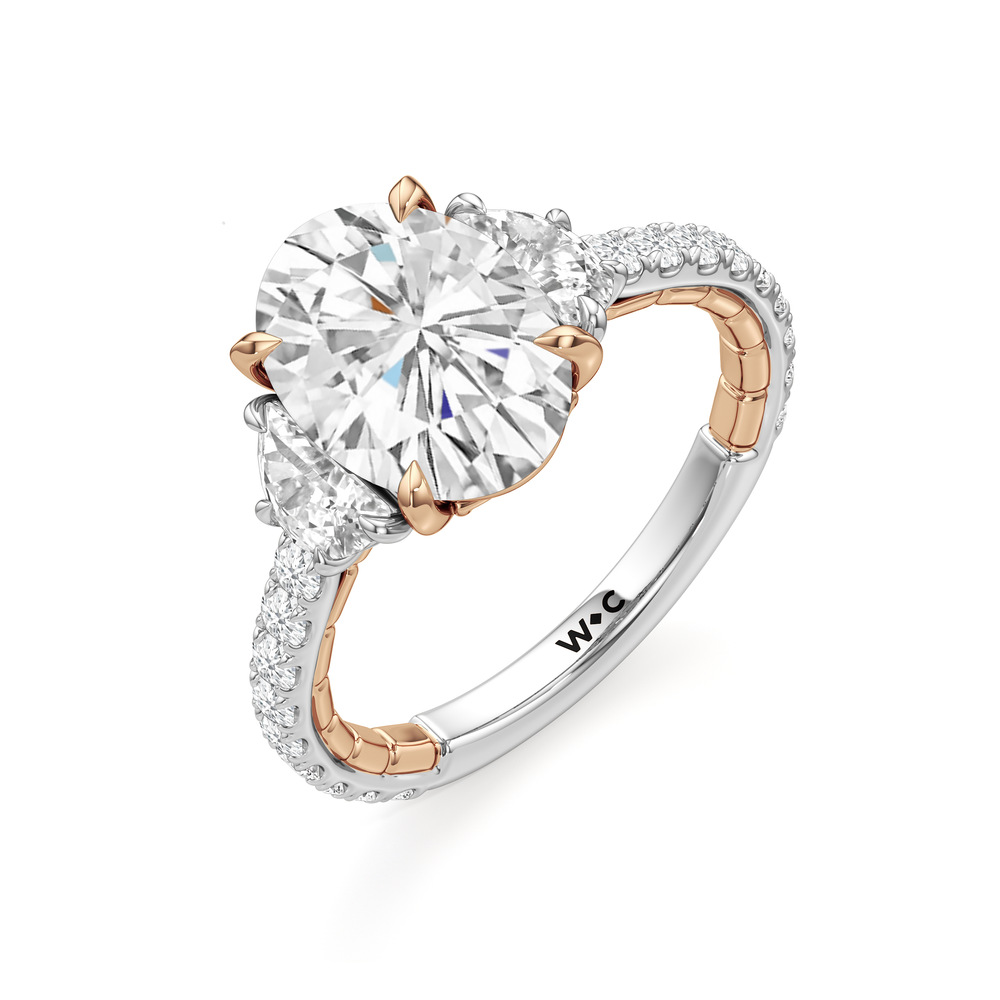 Oval Cut The Cobblestone Ring with Lab Grown Diamond in 14KT White & Rose Gold view 6
