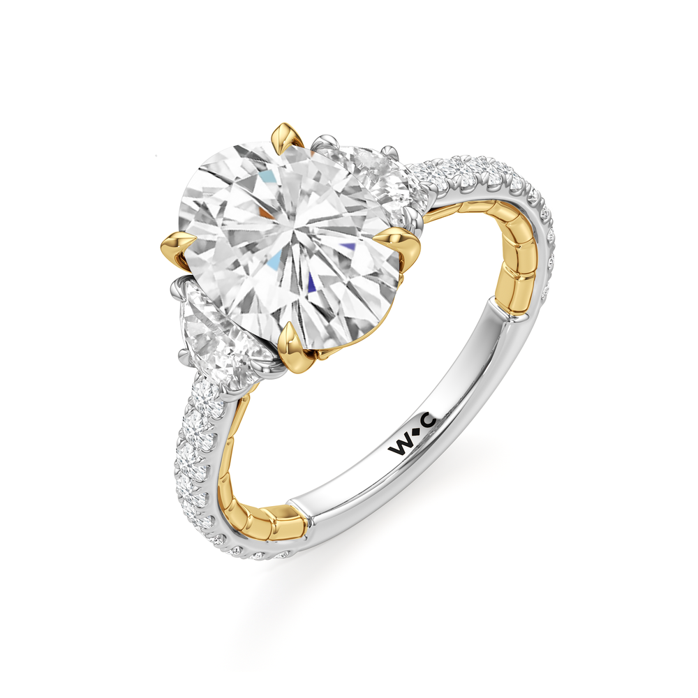Oval Cut The Cobblestone Ring with Lab Grown Diamond in 14KT White & Yellow Gold view 6
