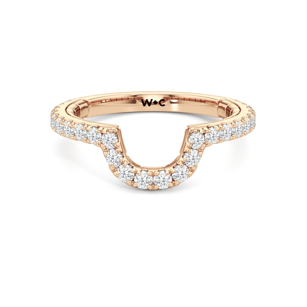 The Mercer Bezel Pavé Diamond Wedding Band with 18KT Rose Gold Cut Diamond in 14KT Rose Gold view 1

