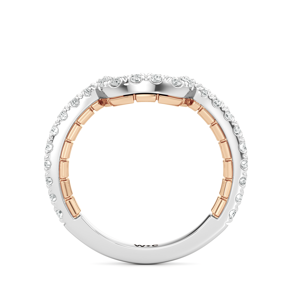 The Mercer Bezel Pavé Diamond Wedding Band with 18KT White & Rose Gold Cut Diamond in 14KT White & Rose Gold view 4
