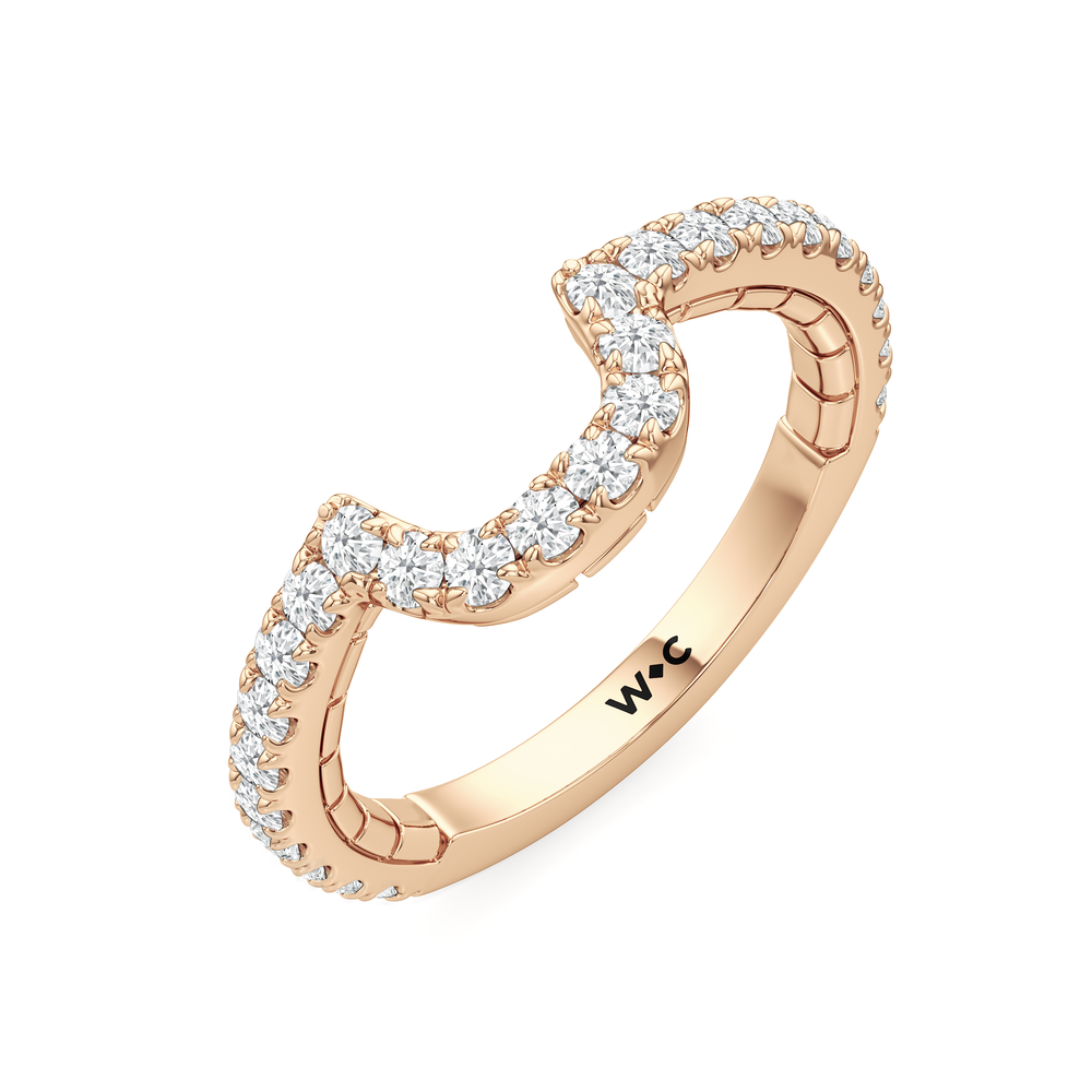 The Mercer Bezel Pavé Diamond Wedding Band with 18KT Rose Gold Cut Diamond in 14KT Rose Gold view 5
