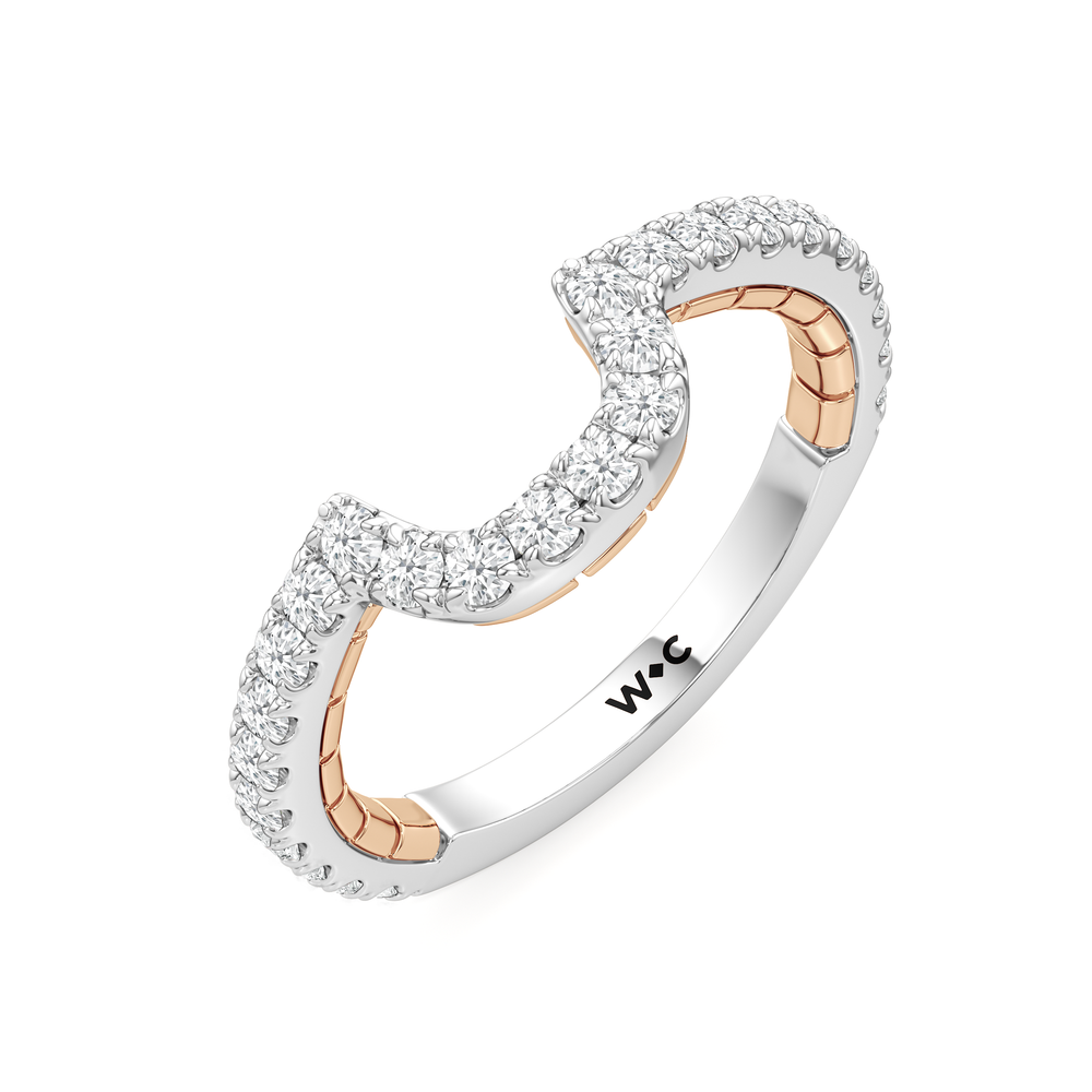 The Mercer Bezel Pavé Diamond Wedding Band with 18KT White & Rose Gold Cut Diamond in 14KT White & Rose Gold view 5
