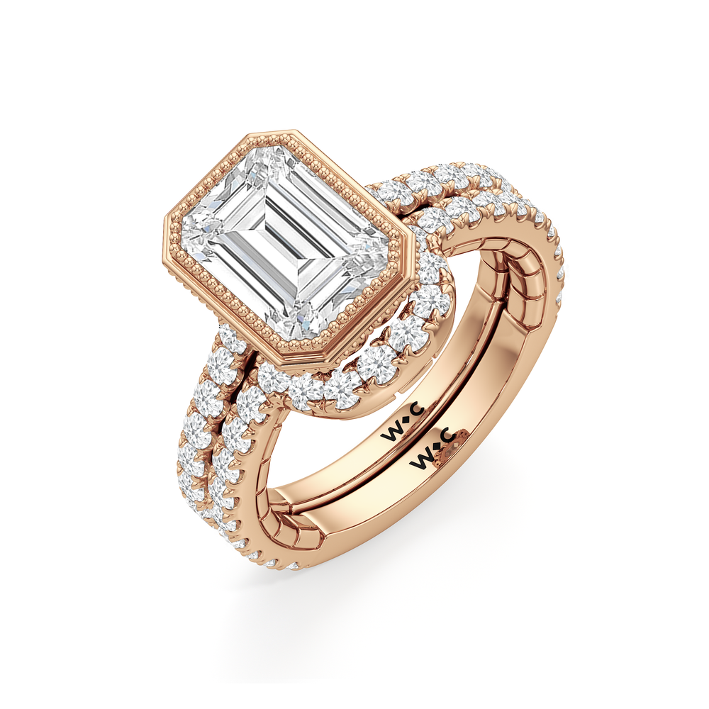 Emerald Cut The Emblem Ring with Lab Grown Diamond in 14KT Rose Gold view 7

