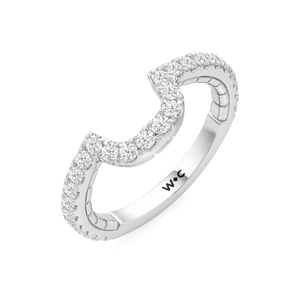 The Mercer Bezel Pavé Diamond Wedding Band with Platinum Cut Diamond in 14KT Platinum view 5
