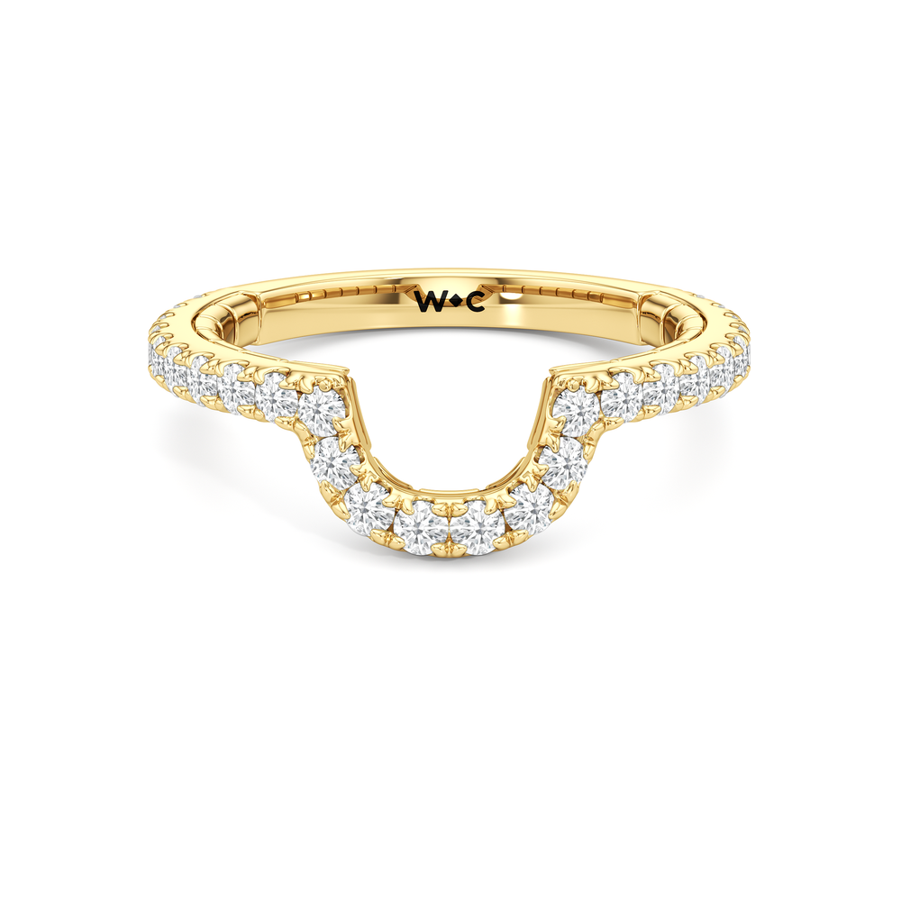 The Mercer Bezel Pavé Diamond Wedding Band with 18KT Yellow Gold Cut Diamond in 14KT Yellow Gold view 1
