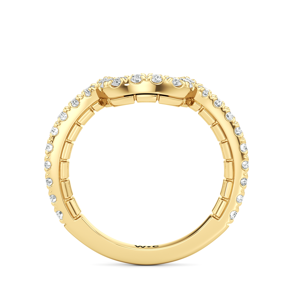 The Mercer Bezel Pavé Diamond Wedding Band with 18KT Yellow Gold Cut Diamond in 14KT Yellow Gold view 4

