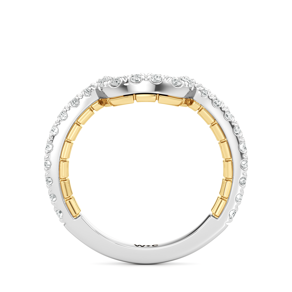 The Mercer Bezel Pavé Diamond Wedding Band with 18KT White & Yellow Gold Cut Diamond in 14KT White & Yellow Gold view 4
