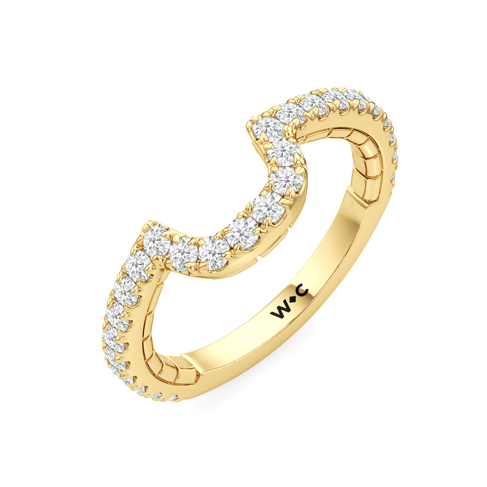 The Mercer Bezel Pavé Diamond Wedding Band with 18KT Yellow Gold Cut Diamond in 14KT Yellow Gold view 5
