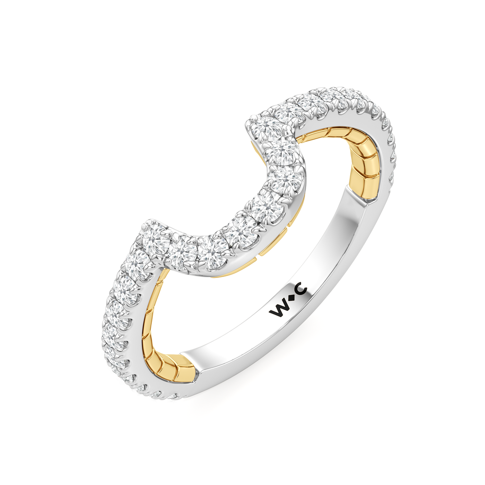 The Mercer Bezel Pavé Diamond Wedding Band with 18KT White & Yellow Gold Cut Diamond in 14KT White & Yellow Gold view 5
