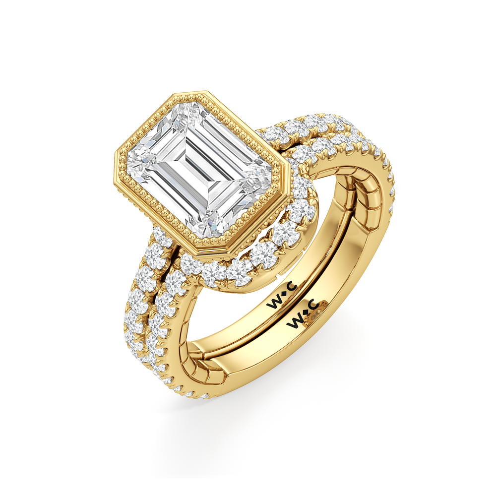 Emerald Cut The Emblem Ring with Lab Grown Diamond in 14KT Yellow Gold view 7
