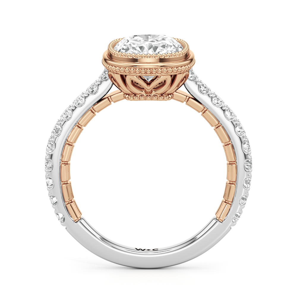 Elongated Cushion Cut The Emblem Ring with Lab Grown Diamond in 14KT White & Rose Gold view 5
