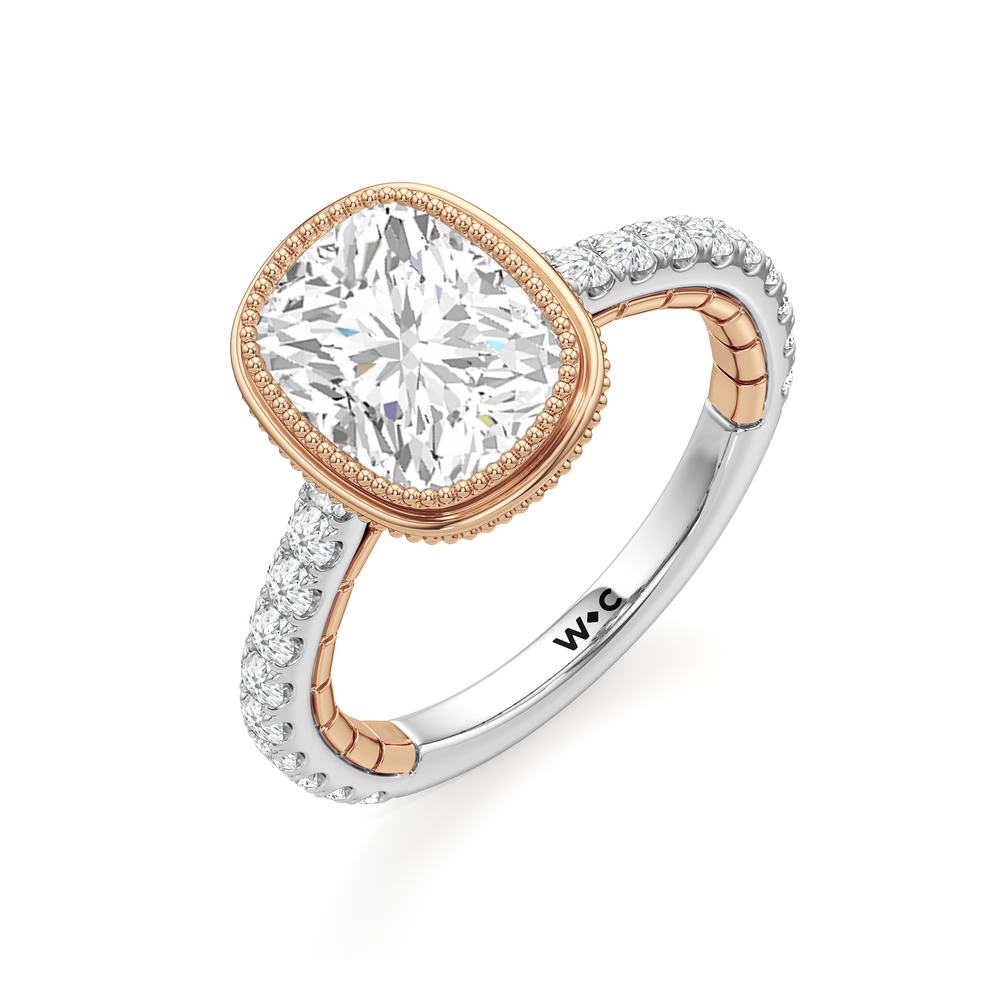 Elongated Cushion Cut The Emblem Ring with Lab Grown Diamond in 14KT White & Rose Gold view 6
