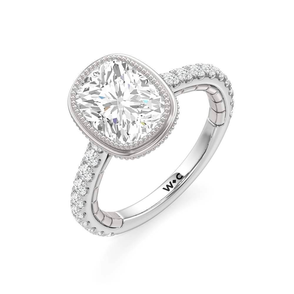 Elongated Cushion Cut The Emblem Ring with Lab Grown Diamond in 14KT Platinum view 6
