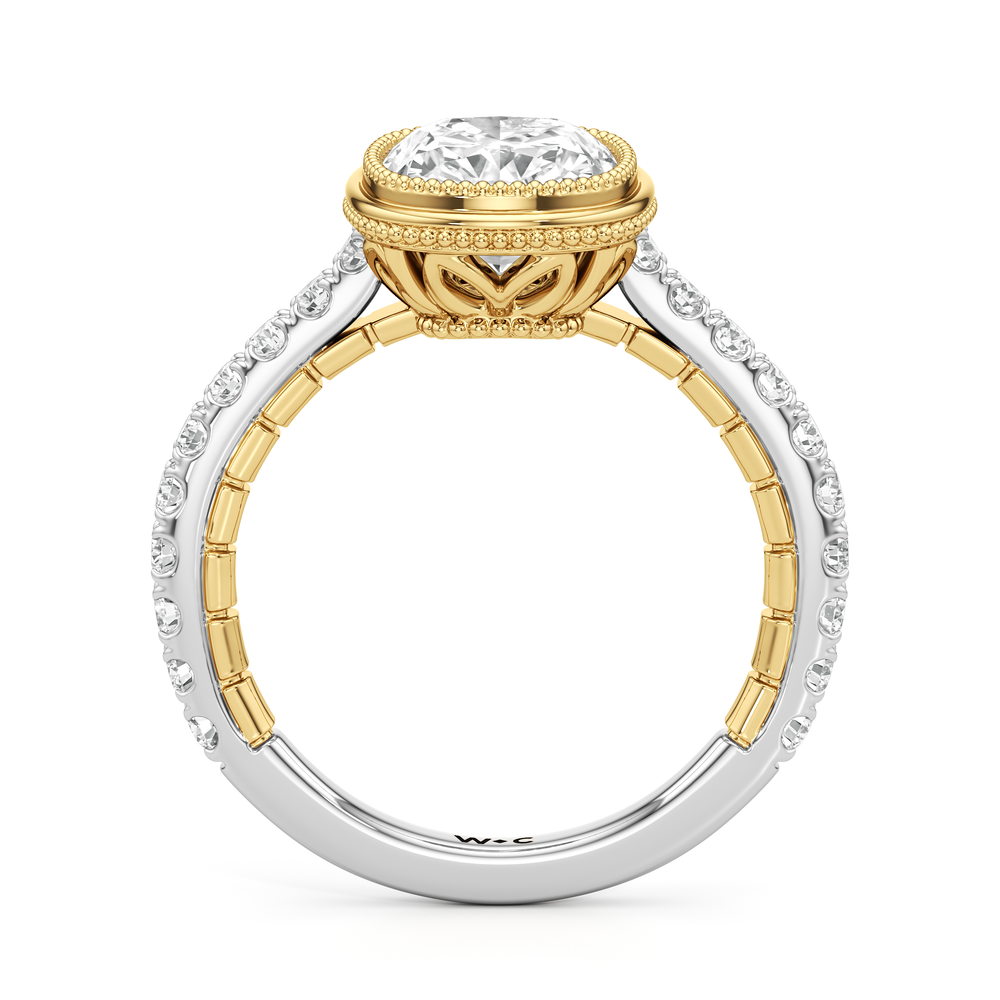 Elongated Cushion Cut The Emblem Ring with Lab Grown Diamond in 14KT White & Yellow Gold view 5

