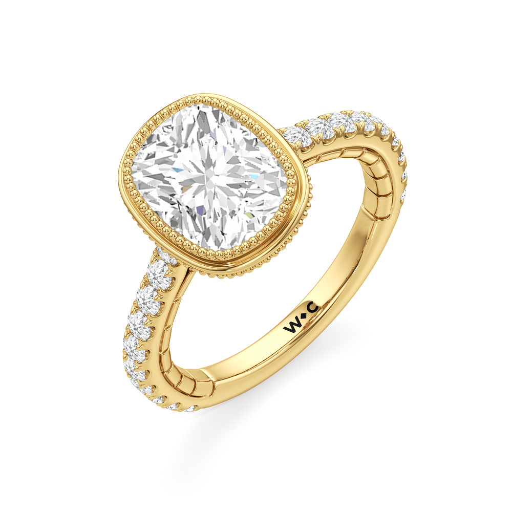 Elongated Cushion Cut The Emblem Ring with Lab Grown Diamond in 14KT Yellow Gold view 6

