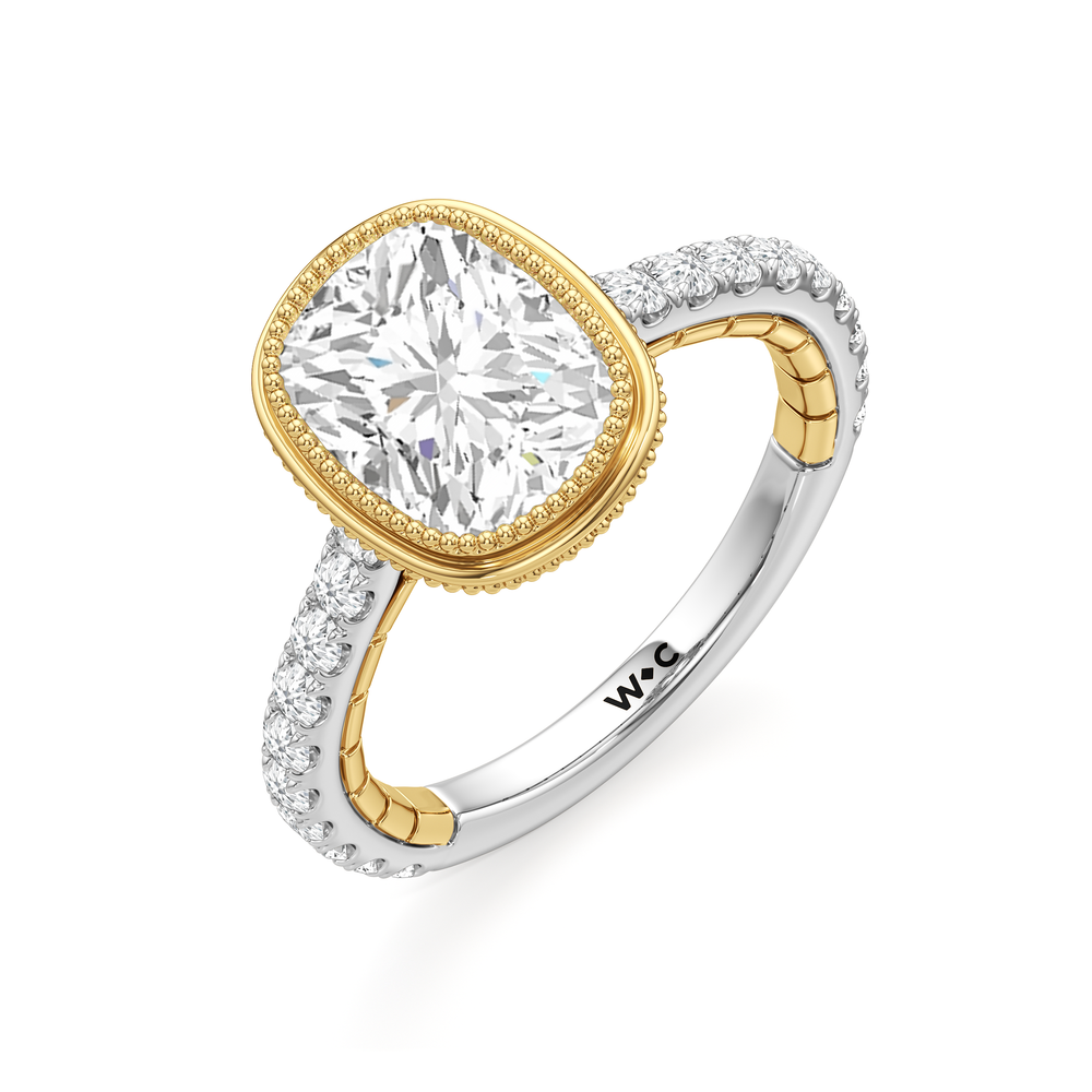 Elongated Cushion Cut The Emblem Ring with Lab Grown Diamond in 14KT White & Yellow Gold view 6
