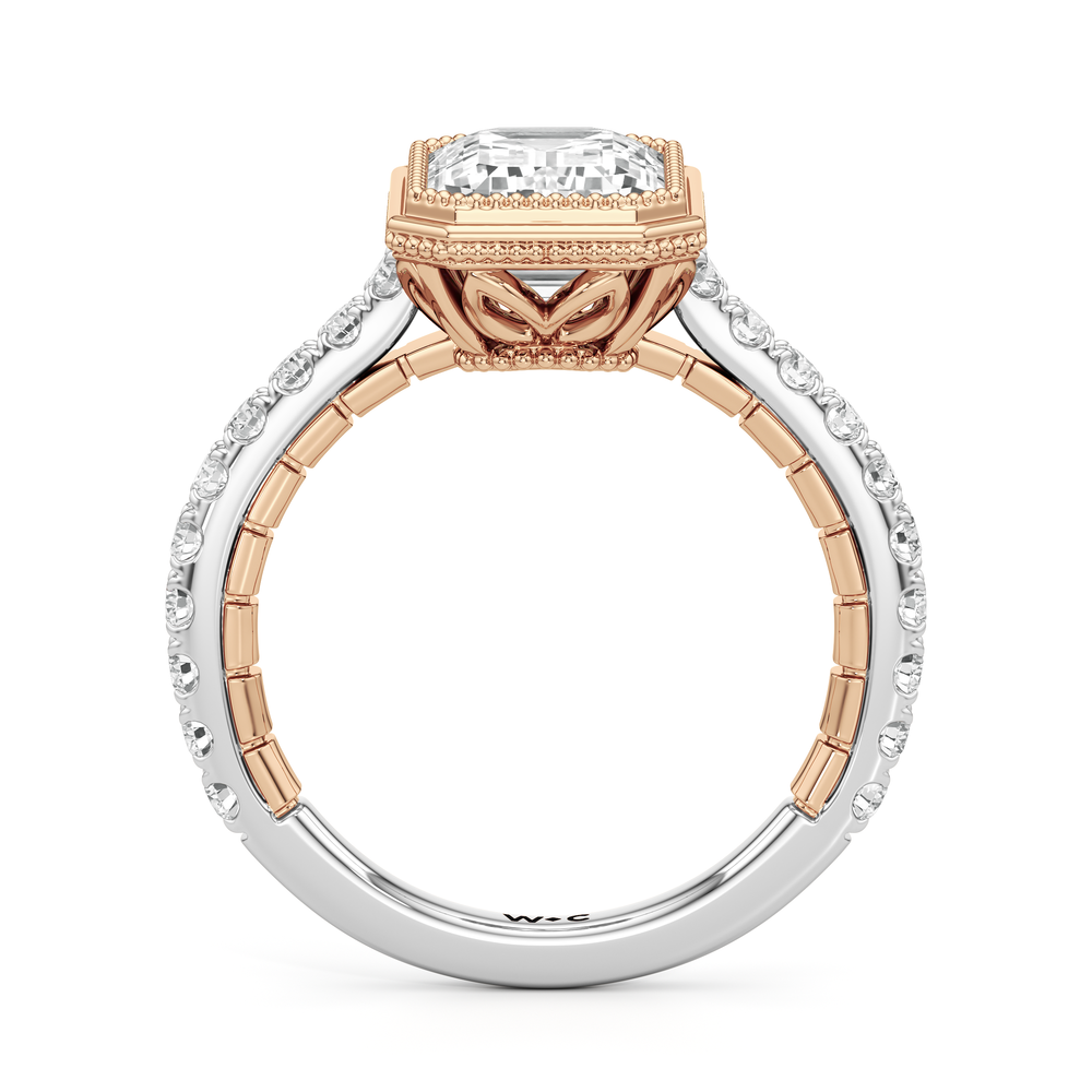 Emerald Cut The Emblem Ring with Lab Grown Diamond in 14KT White & Rose Gold view 5
